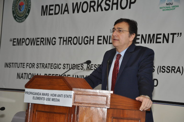 “Propaganda Wars: How Anti-State Elements Use Media” – Lecture by Dr. Moeed Pirzada at “Eighth National Media Workshop: Empowering Through Enlightenment” at National Defense University Islamabad, on 12th April, 2016.